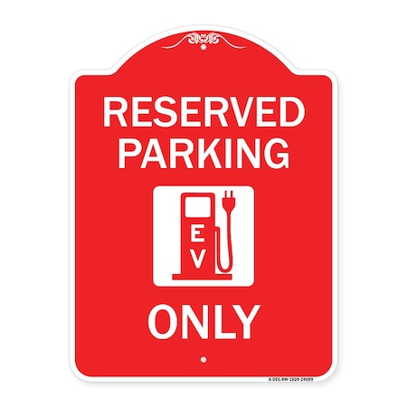 Signmission Ev W/ Electric Vehicle Charging Station Graphic, Red & White Aluminum Sign, 18" x 24", RW-1824-24089 A-DES-RW-1824-24089